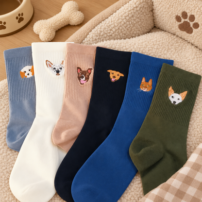 Custom Realistic Pet Portrait Socks with Name