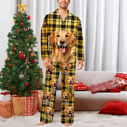 Custom Buffalo Plaid Pet Portrait Pajamas with Name