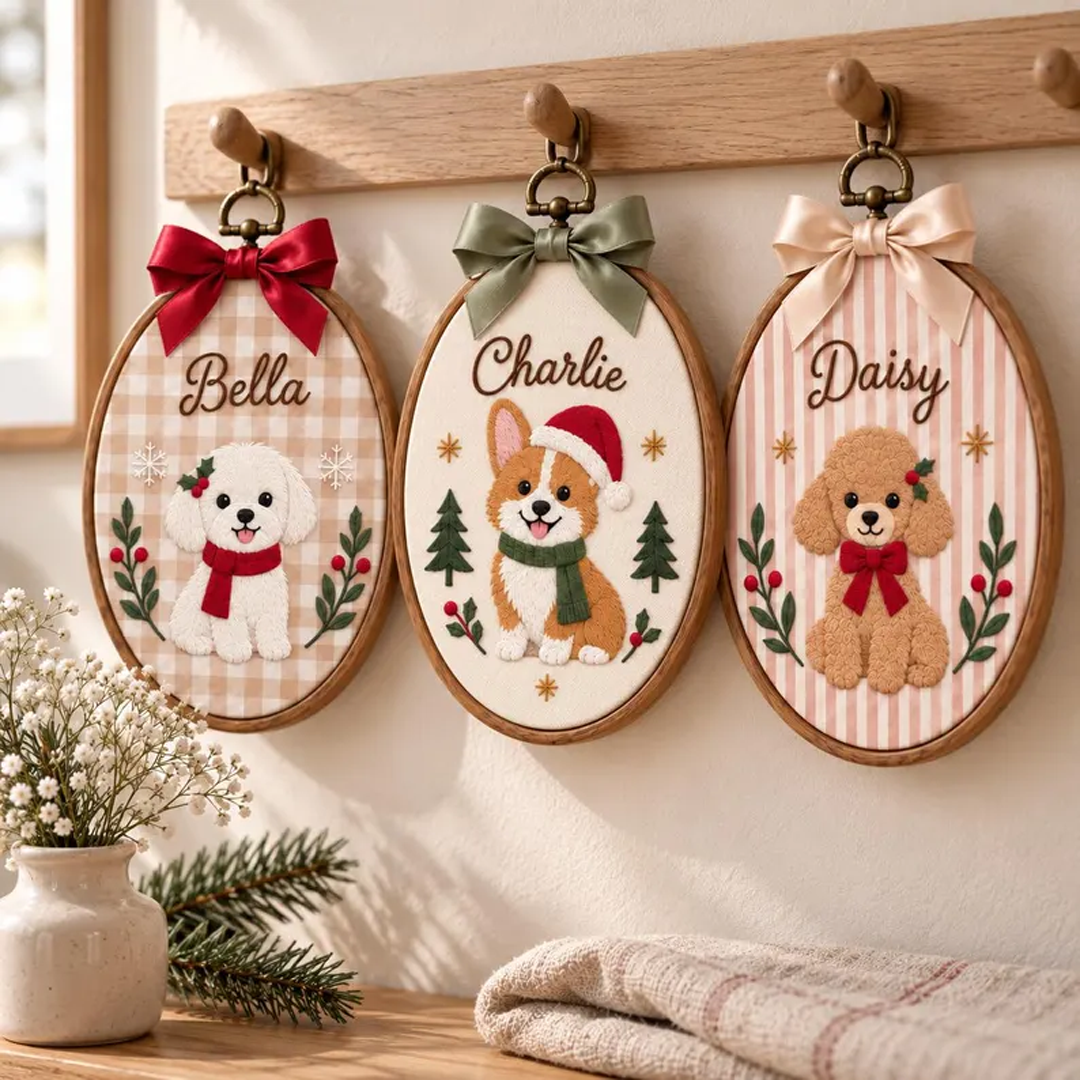Custom Cartoon Pet Christmas Hoop Ornament