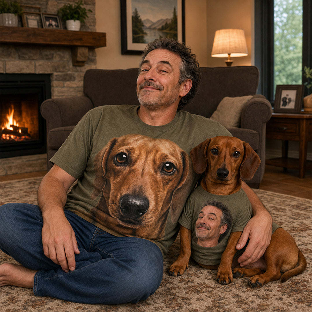 Personalized Matching Portrait T-Shirts for You & Your Pet