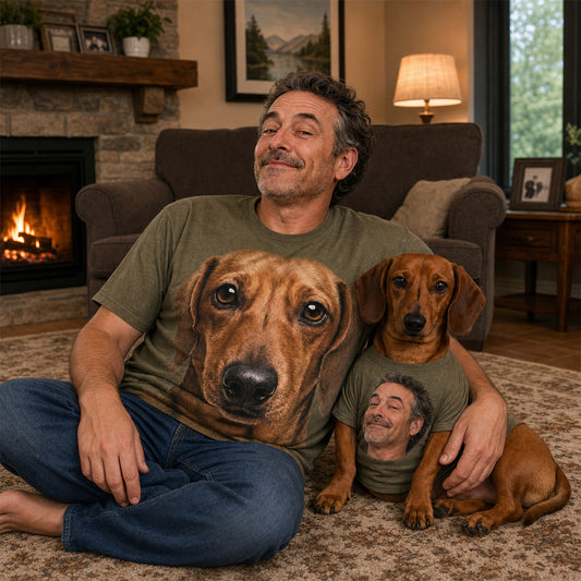 Personalized Matching Portrait T-Shirts for You & Your Pet