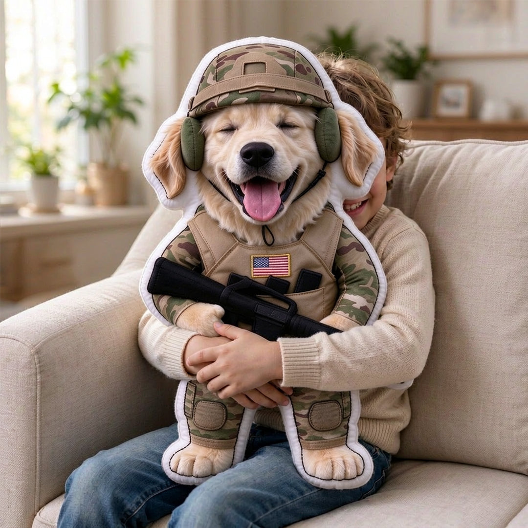 Personalized Pet Portrait Military-Uniform-Shaped Throw Pillow