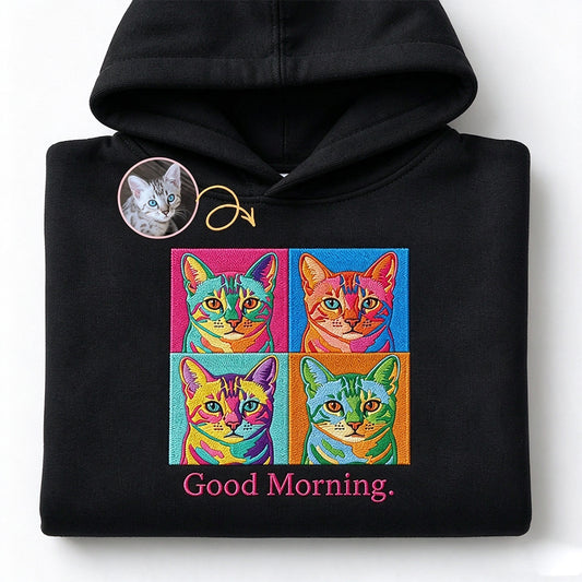 Custom Pop-Art Pet Portrait Embroidered Hoodie