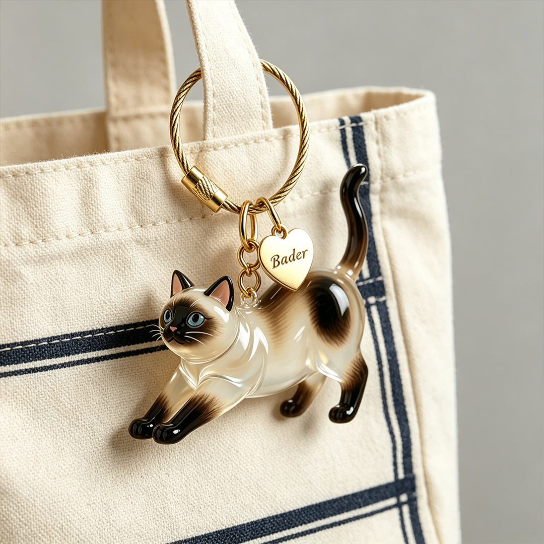 Personalized Cat Fur Memorial Keychain