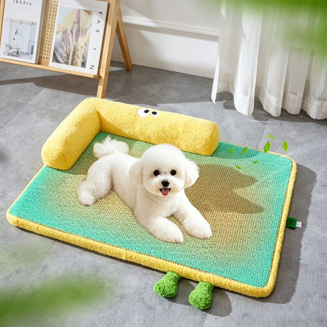 Custom Name Cartoon Monster Summer Rattan Dog Bed