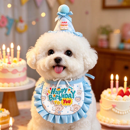 Birthday Hat & Ruffle Collar Set for Pets