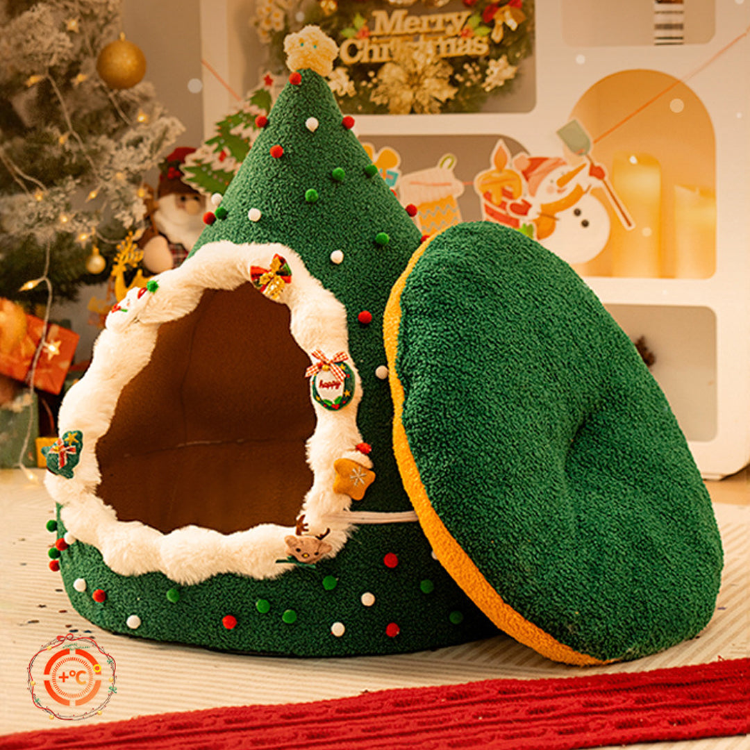 2-in-1 Convertible Christmas Tree Cat Bed
