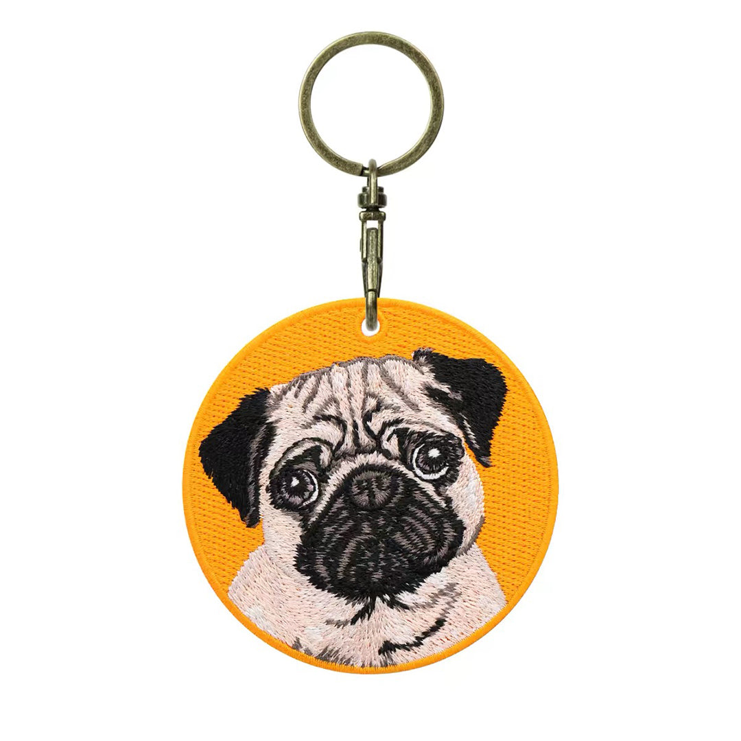 Personalized Custom Embroidered Pet Portrait Keychain