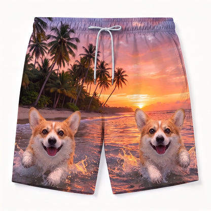 Personalized Men's Custom Dog-Face Swim Trunks