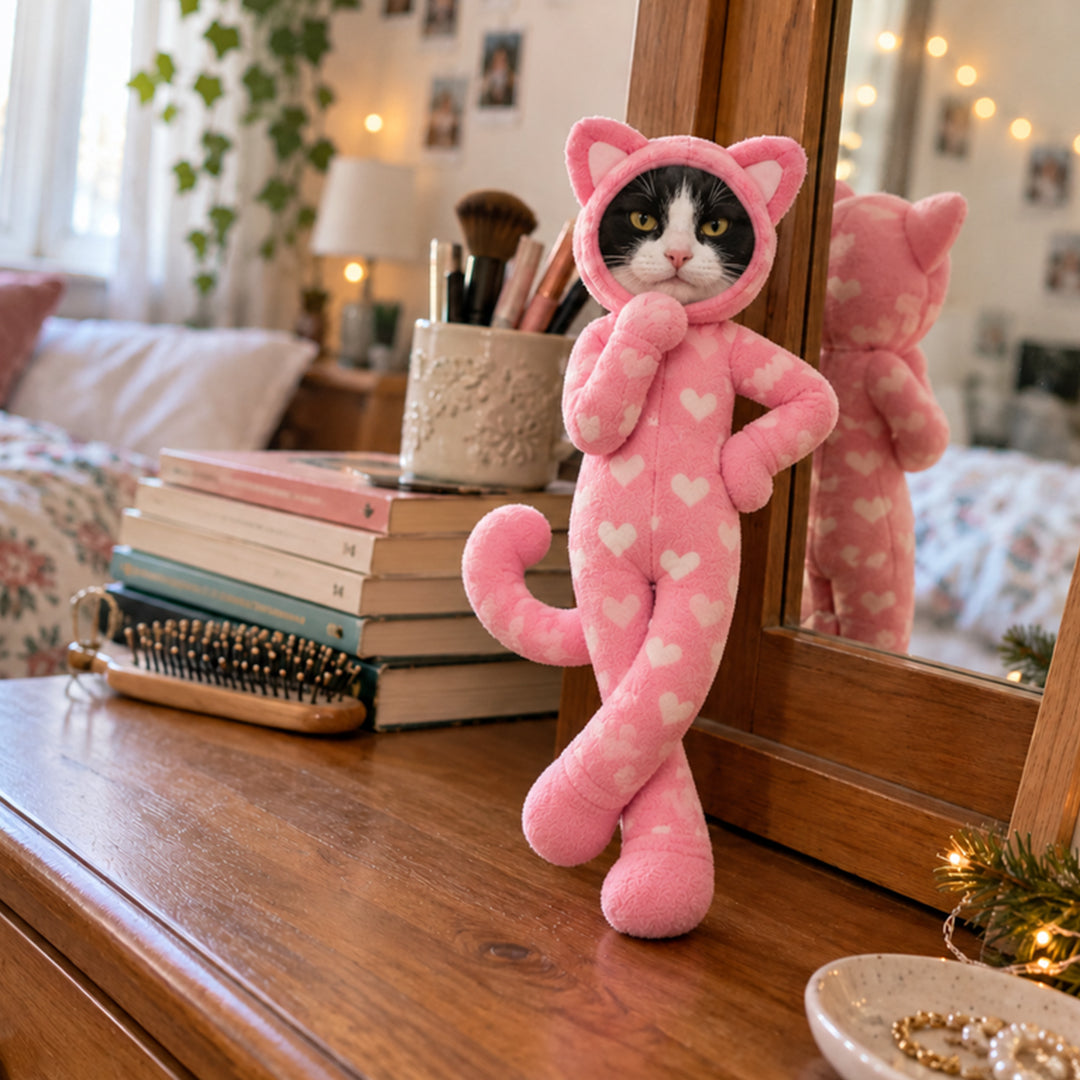 Personalized Christmas Costume Poseable Plush Doll with Funny Pet Photos