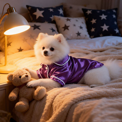 Personalized Embroidery Custom Faux Silk Pet Pajamas