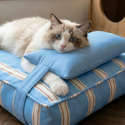 Personalized Striped Pet Bed with Pillow