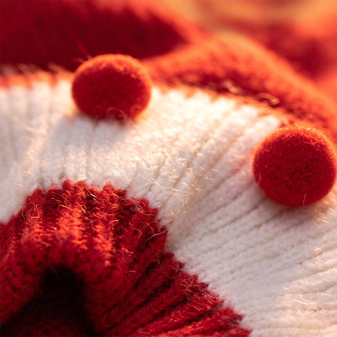Cute, Warm, Knitted Pet Sweater With A Fold-Over Collar And Bunny Embroidery