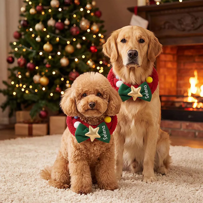 Personalized Christmas Wreath Pet Collar Scarf