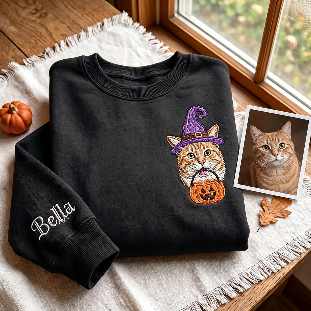 Puptailor Personalized Pet Portrait Embroidered Halloween Sweatshirt