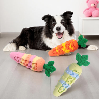 Silicone Carrot Dog Toy for Chewing, Teething, and Self-Amusement