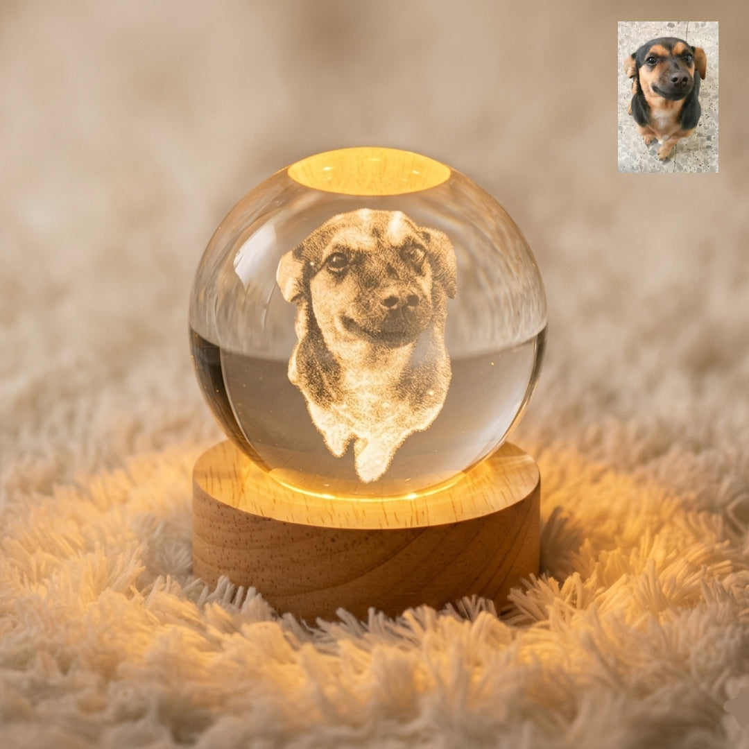 Personalized Pet Memorial Crystal Ball Night Light
