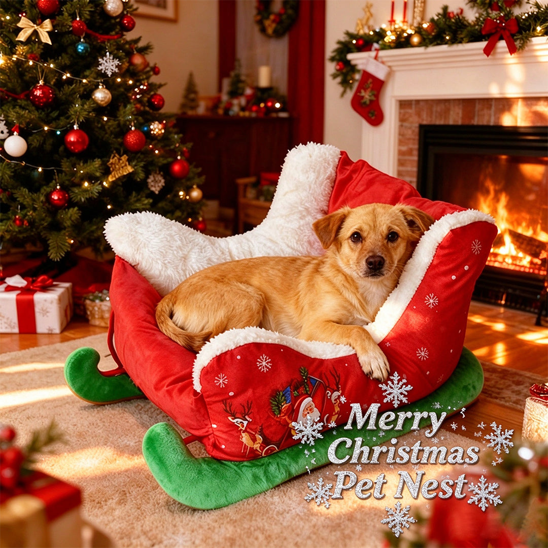 Red Sleigh Pet Bed with Sherpa Lining