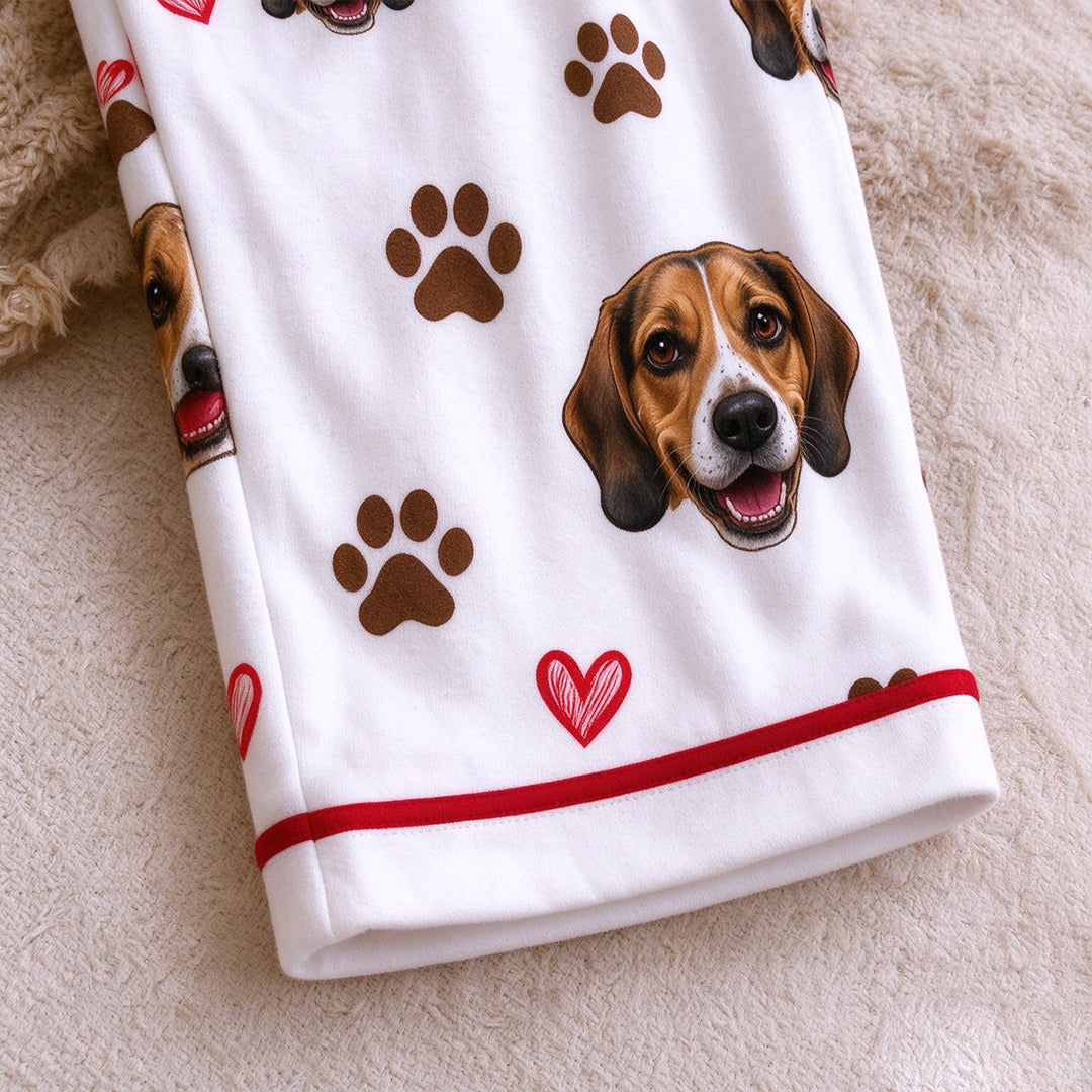 Personalized Pet Portrait Printed Casual Pajama Set for Males and Females