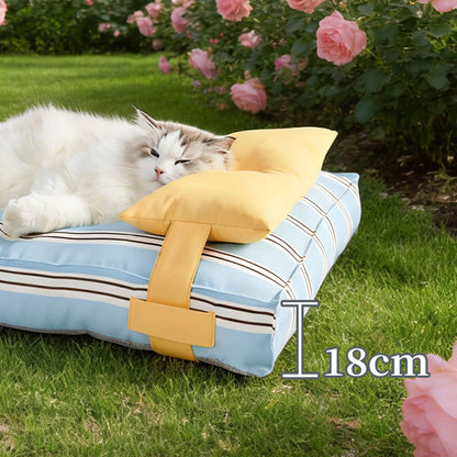 Personalized Waterproof Striped Pet Bed with Pillow