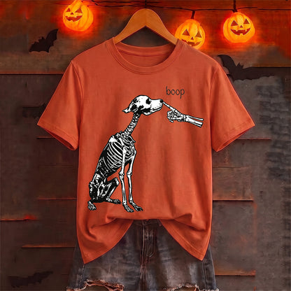 Puptailor Personalized Halloween Skeleton Dog Boop Graphic T‑Shirt