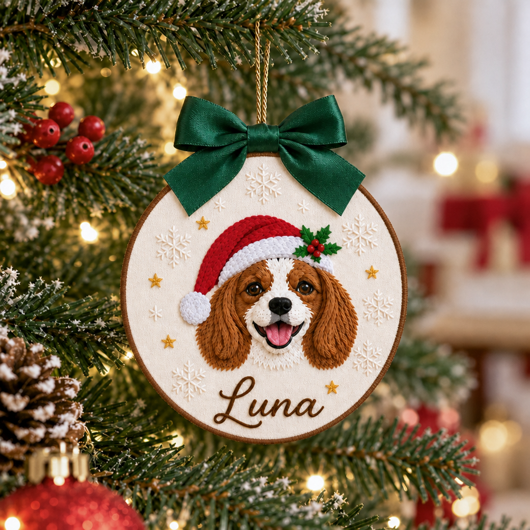 Custom Santa Hat Pet Portrait Christmas Ornament