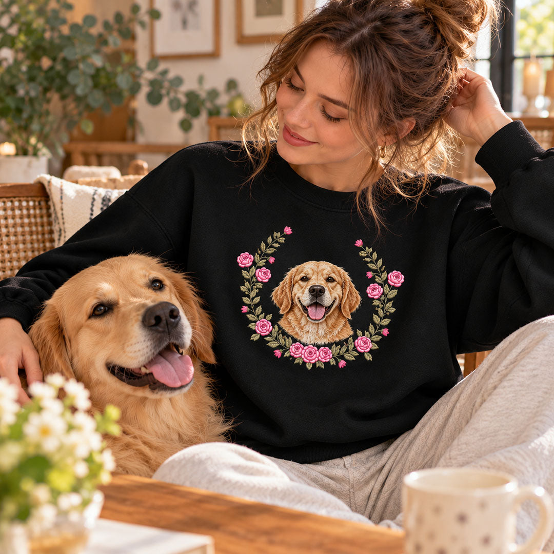 Custom Pet Portrait Embroidered Sweatshirt