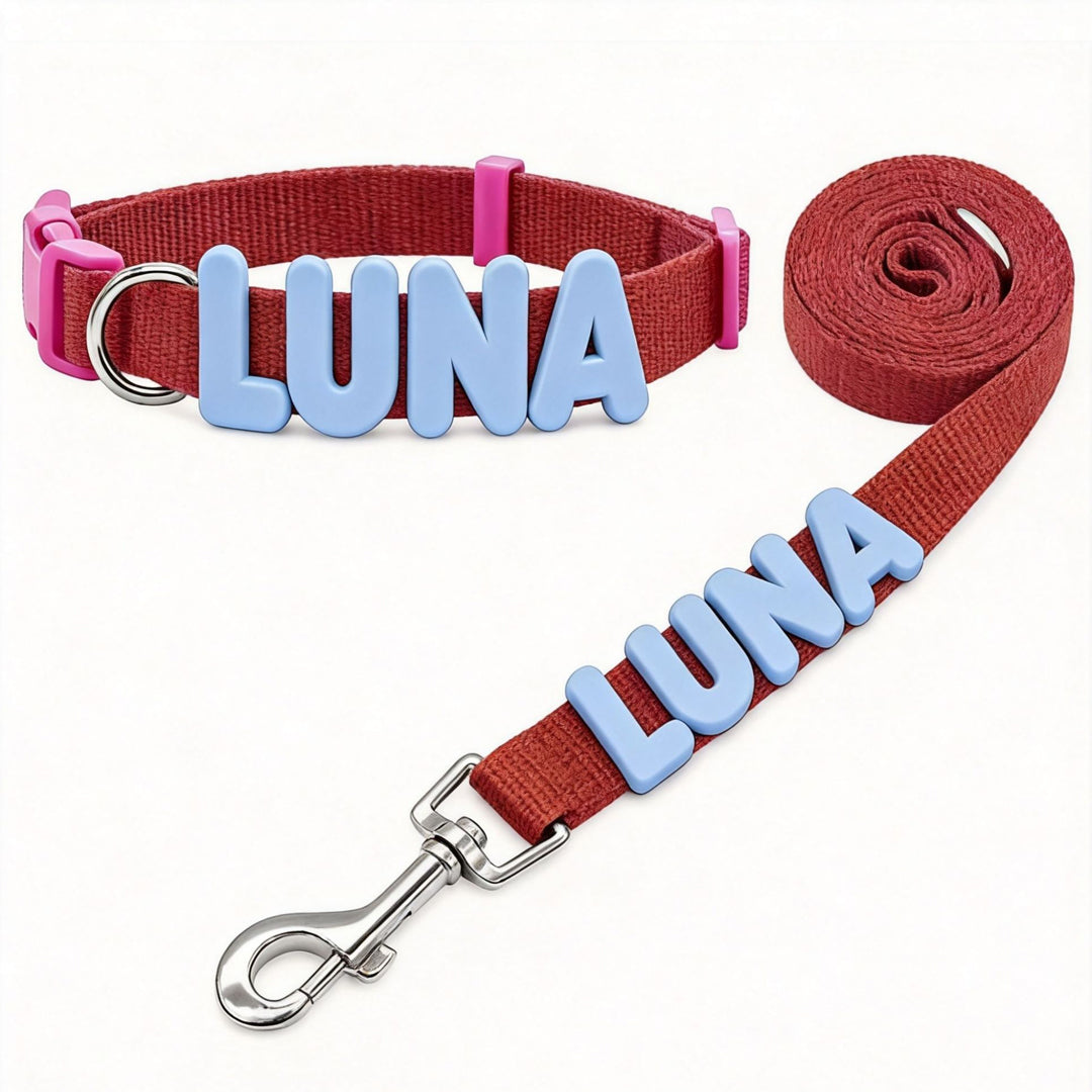 Personalized Letter Pet Leash and Collar Set