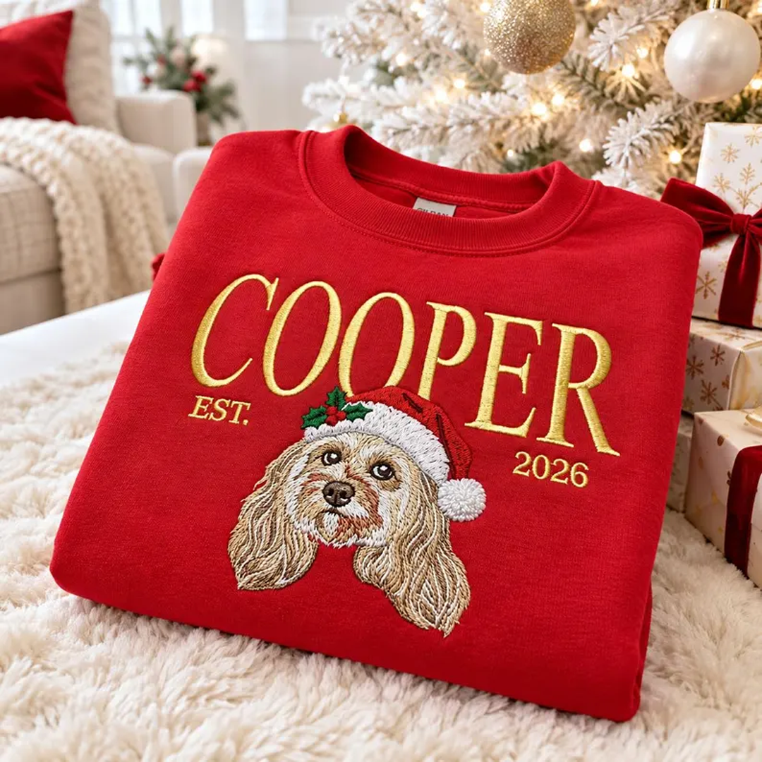 Custom Est. Year Pet Portrait Christmas Sweatshirt