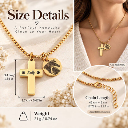 Personalized Stainless Steel Cross Necklace for Pet Ashes