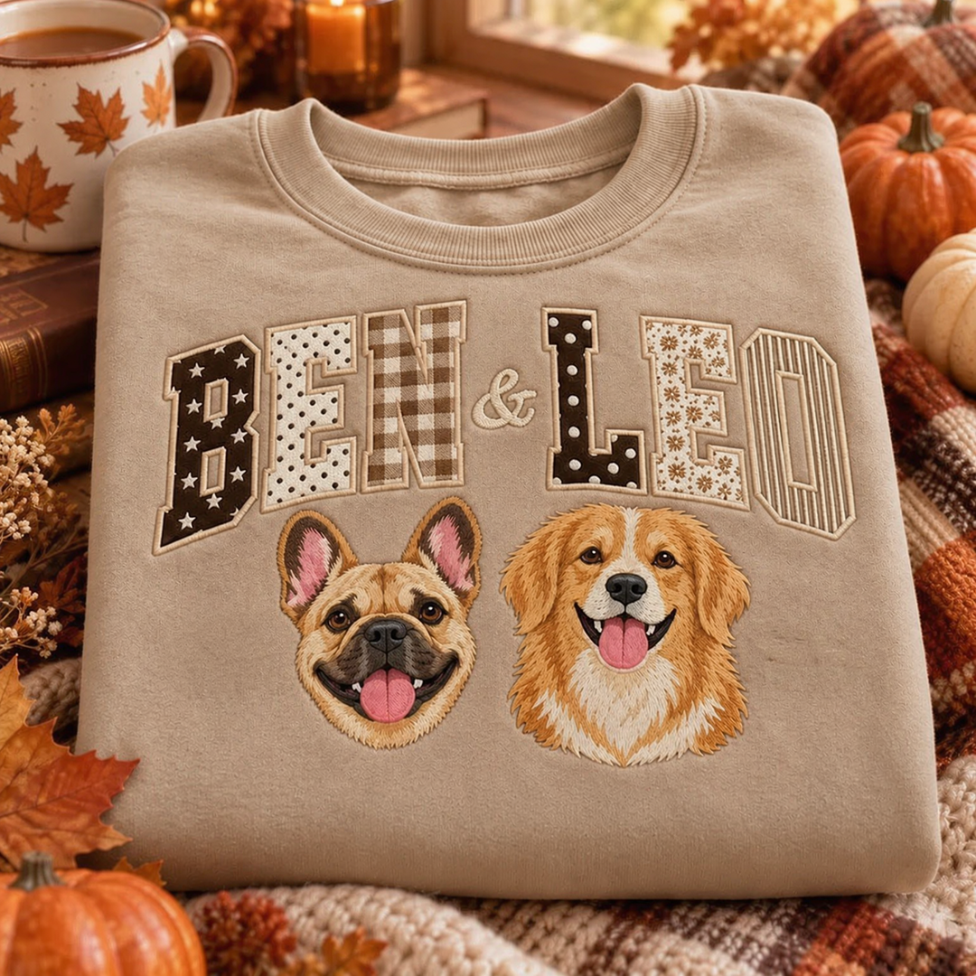 Custom Two-Pet Portrait Name Sweatshirt