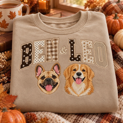 Custom Two-Pet Portrait Name Sweatshirt
