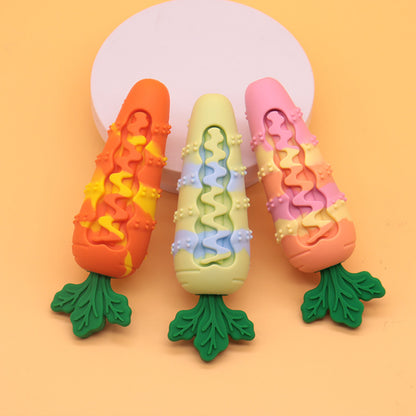 Silicone Carrot Dog Toy for Chewing, Teething, and Self-Amusement