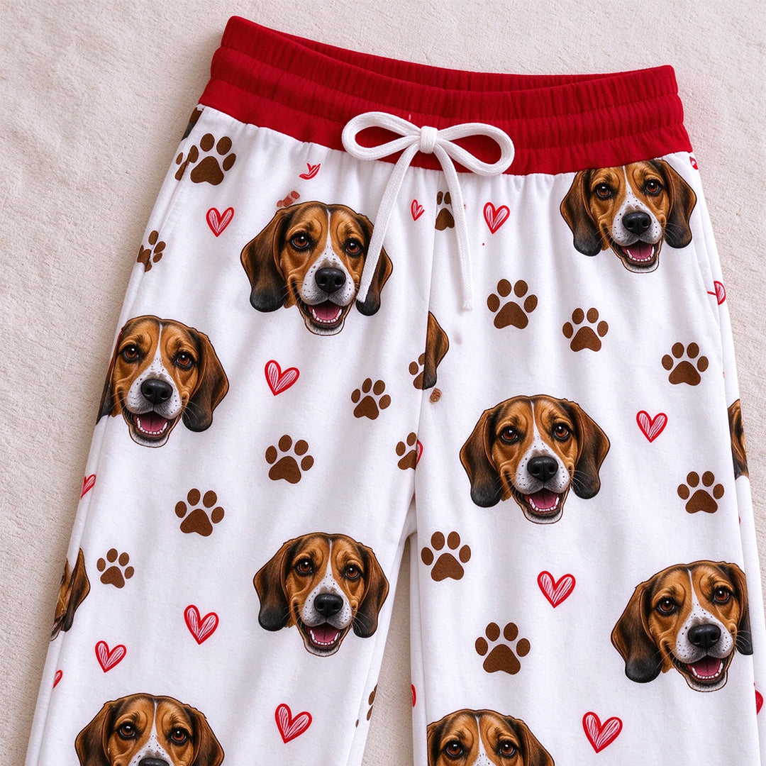 Personalized Pet Portrait Printed Casual Pajama Set for Males and Females
