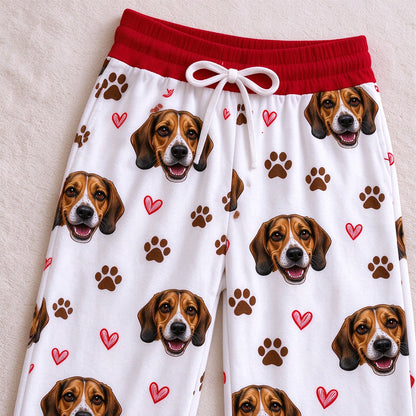 Personalized Pet Portrait Printed Casual Pajama Set for Males and Females
