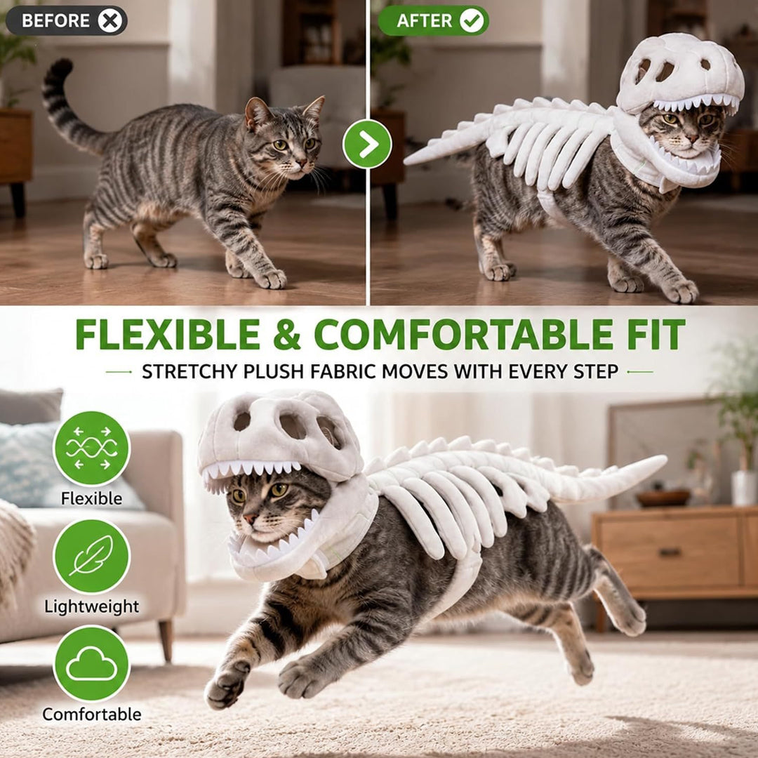 Puptailor Glow-in-the-Dark Dinosaur Skeleton Pet Halloween Costume