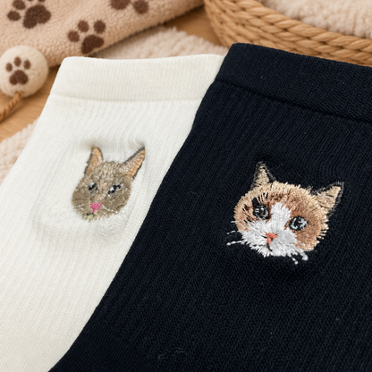 Custom Realistic Pet Portrait Socks with Name