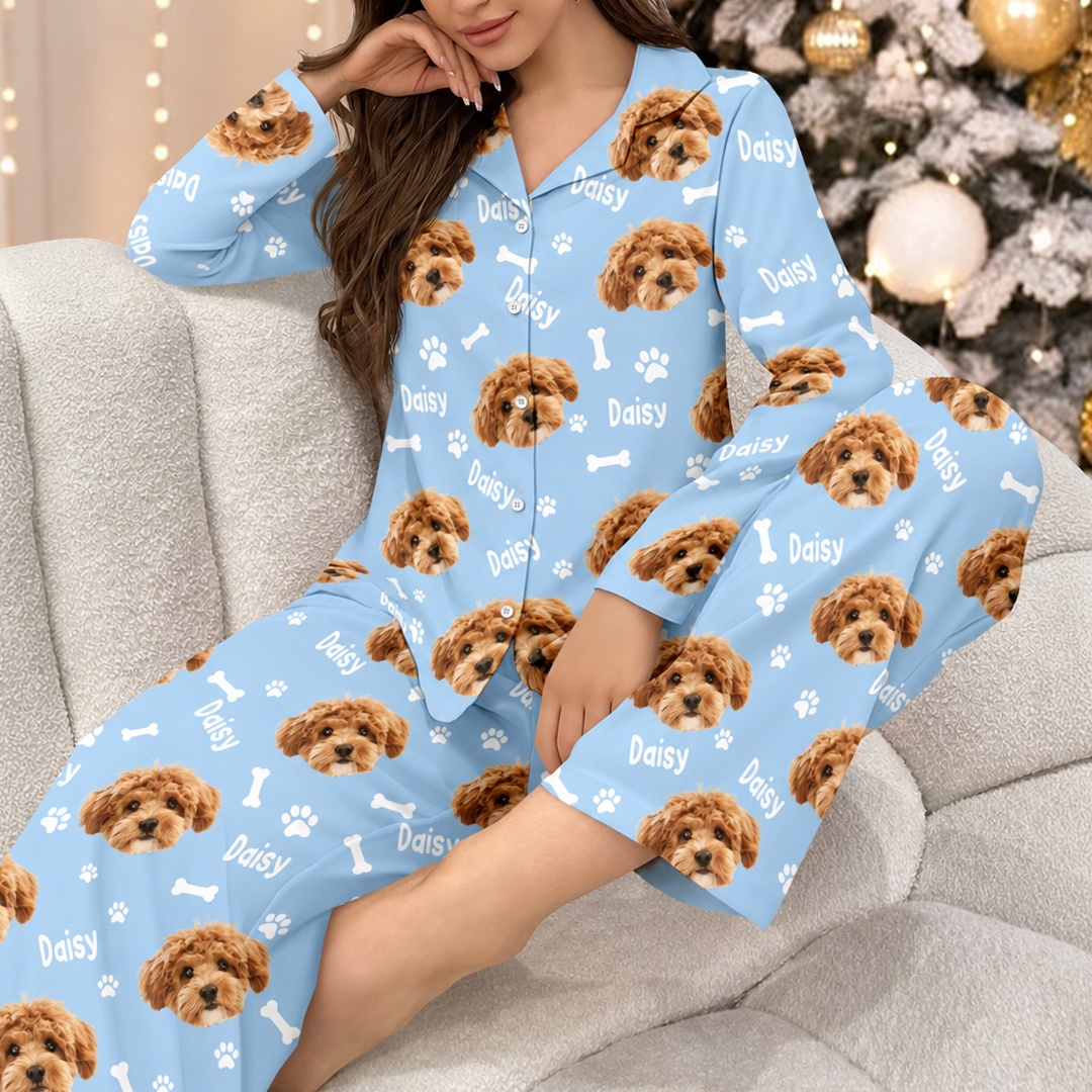 Custom All Over Pet Portrait Pajama Set with Name