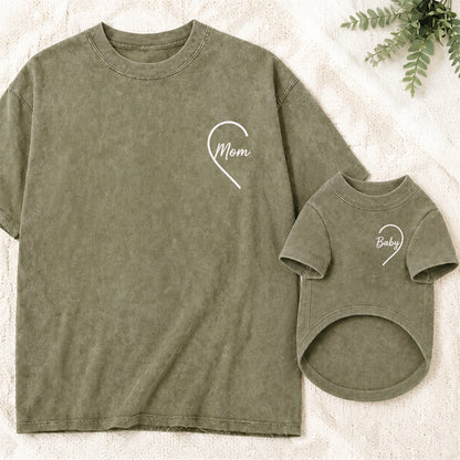 Personalized Embroidered Heart Matching T-Shirts for You & Your Pet