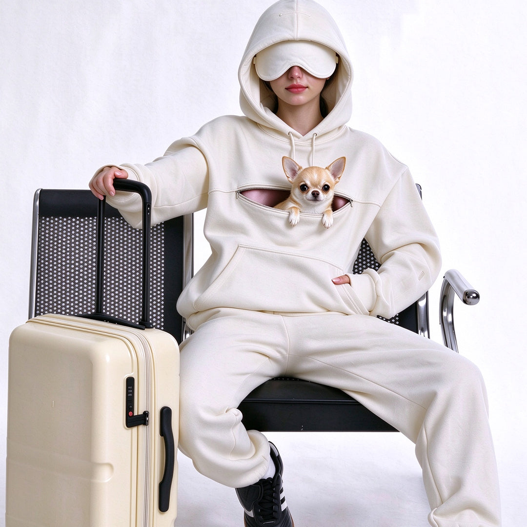 Travel Pet Carrier Hoodie with Sleep Mask Hood