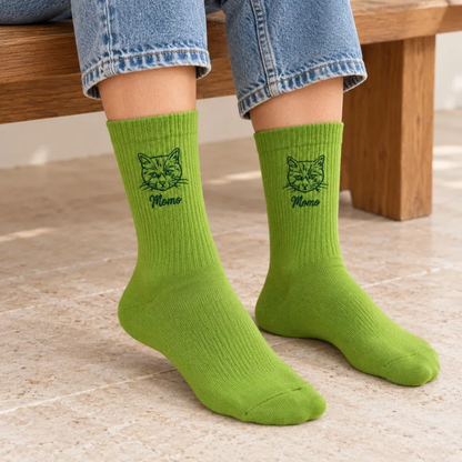 Custom Line-Art Pet Portrait Socks with Name