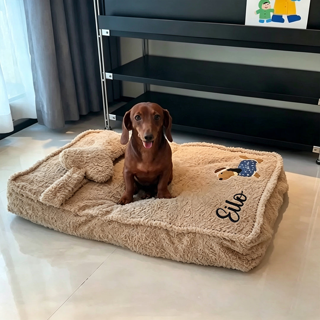 Puptailor Personalized Plush Embroidered Pet Bed