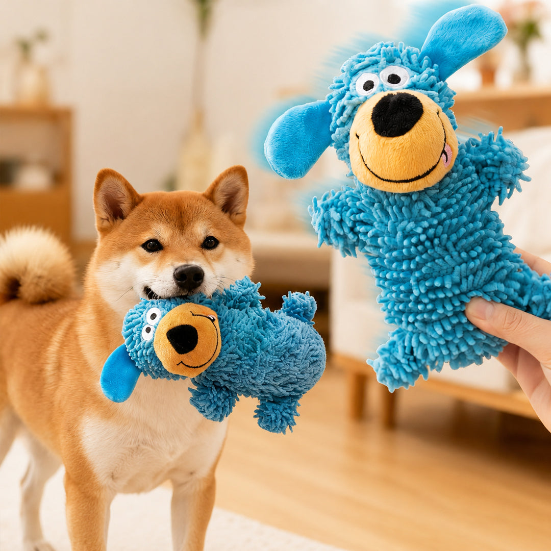 Fluffy "Mop-Style" Plush Squeaky Dog Toy