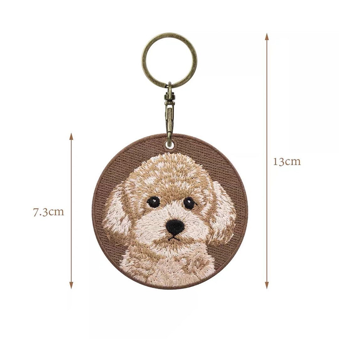 Personalized Custom Embroidered Pet Portrait Keychain