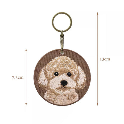 Personalized Custom Embroidered Pet Portrait Keychain