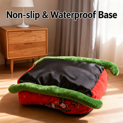 Red Sleigh Pet Bed with Sherpa Lining