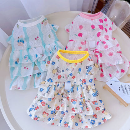 Personalized Cute Floral Ruffle Dog Dress