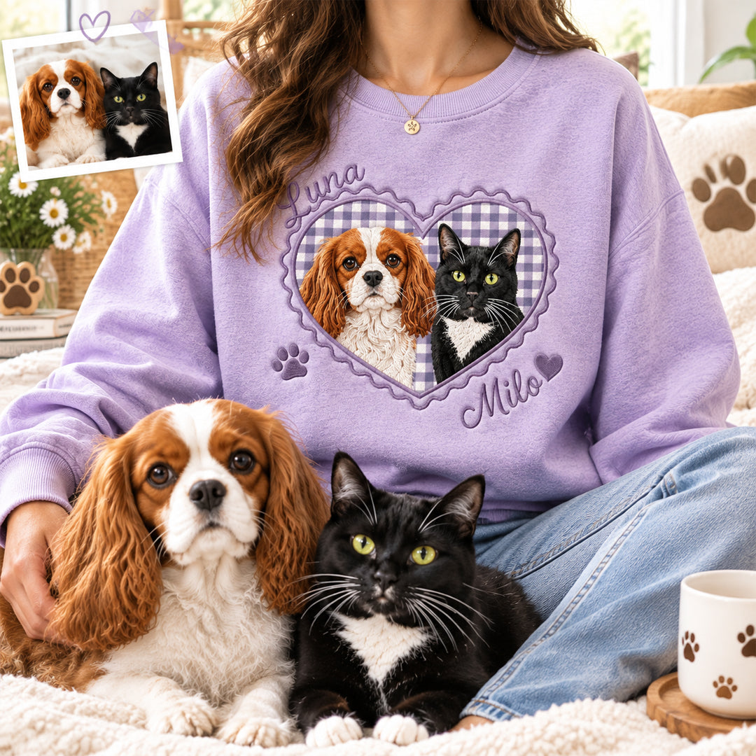 Puptailor Personalized Locket Heart Pet Portrait And Name Sweatshirt