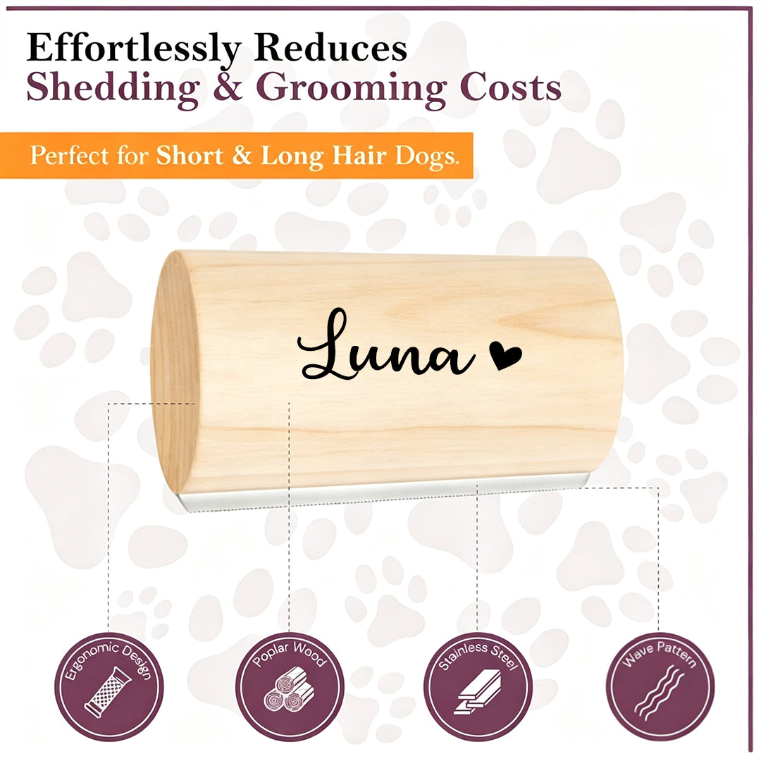 Custom Name Wooden Pet Deshedding Brush