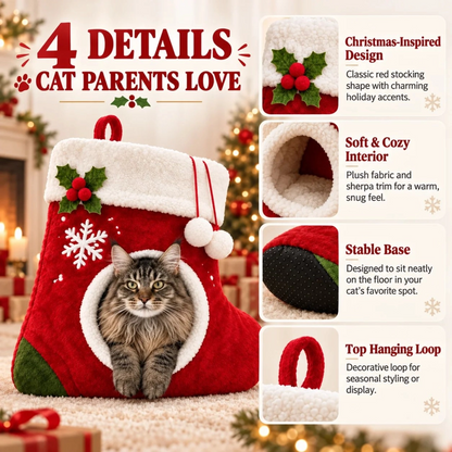 Christmas Stocking Cat Cave Bed